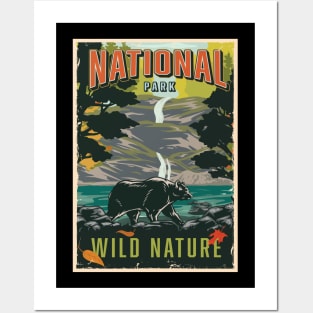 National park. Wild nature with beer on river Posters and Art